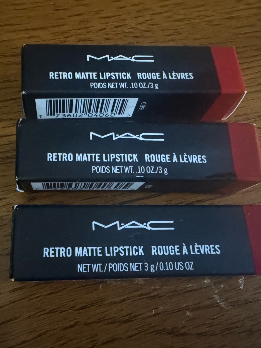 NWT Three (3) MAC Matte Ruby Woo Lipsticks